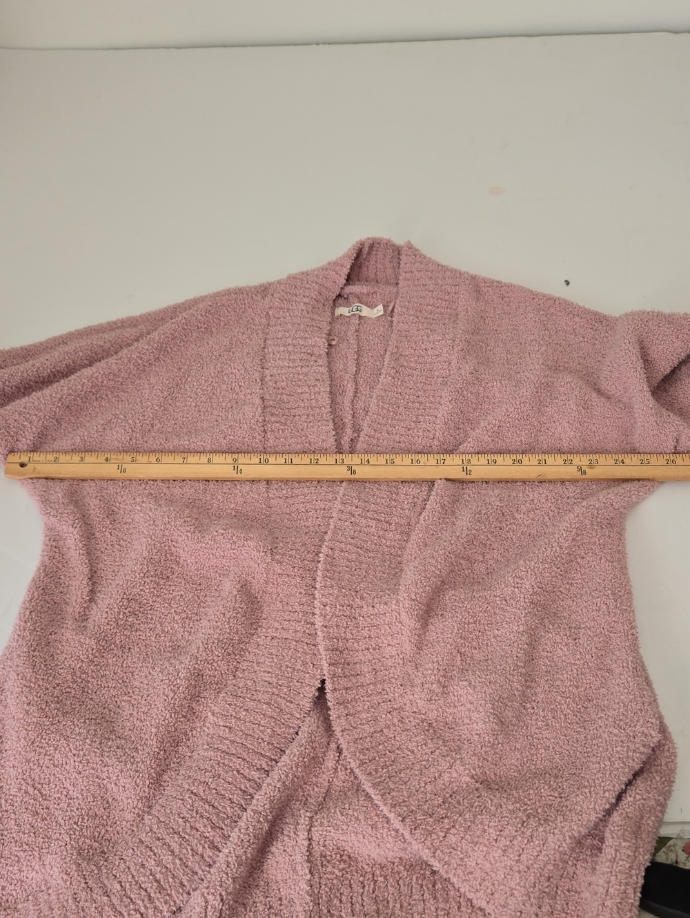 UGG Fremont Open Front Cardigan Pink Fuzzy Knit Cozy Oversized Loungewear XL - Picture 7 of 8